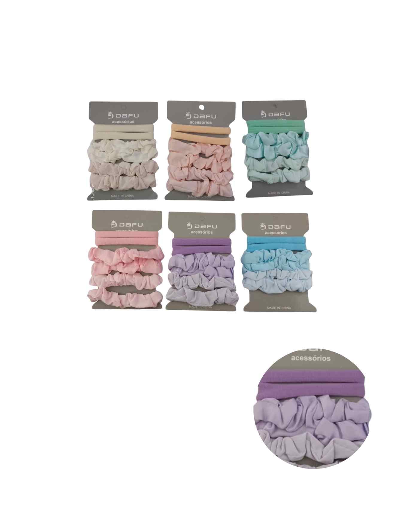 DF407-RB5705-05 KIT COM 6 ELÁSTICOS PARA CABELO PC/12 DAFU