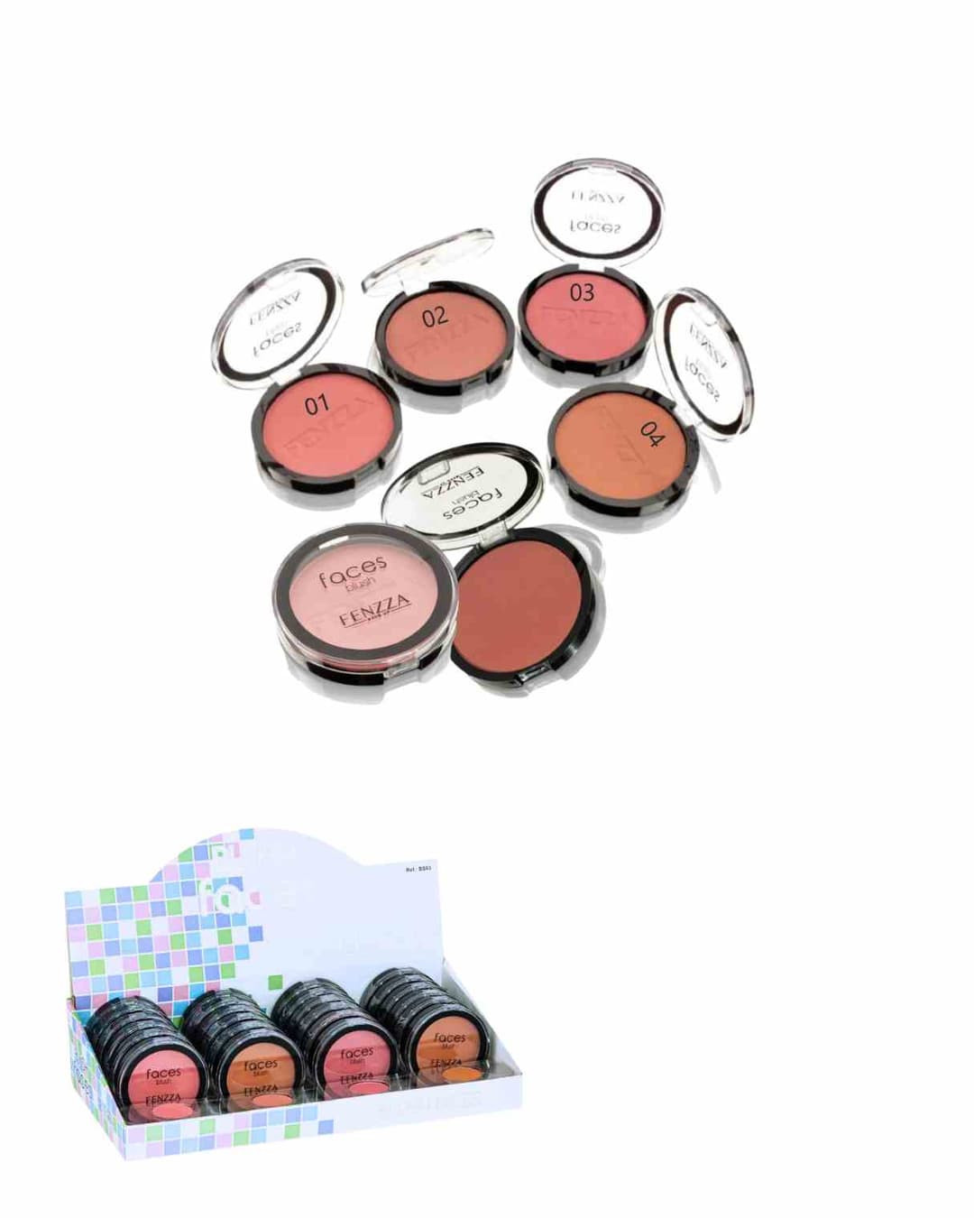 BS03 BLUSH FACE 12G CX/24 FENZZA MAKE UP