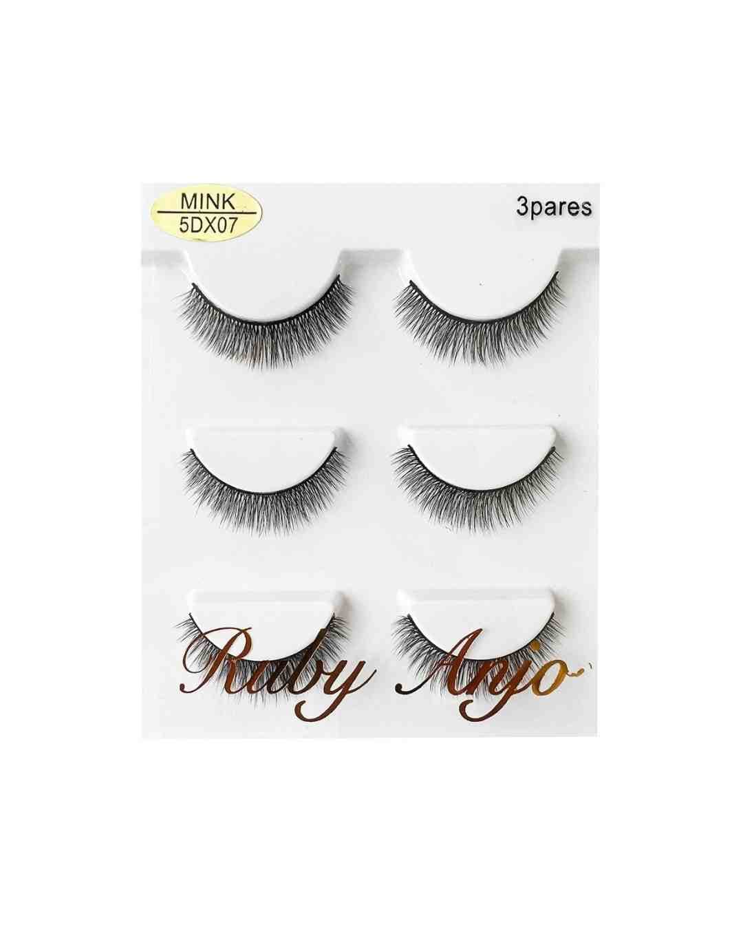 WL060 CILIO POSTICO MINK 5DX07 3 PARES RUBY ANJO