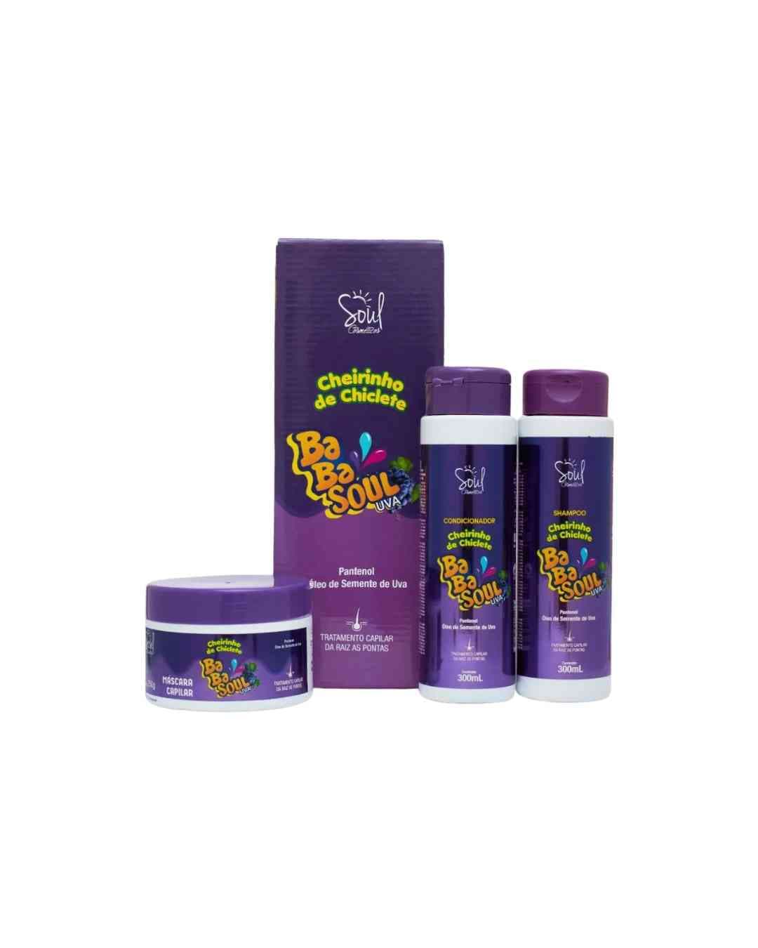 KIT BABASOUL UVA SH + COND 300ML E MASC 250G SOUL COSMETICOS
