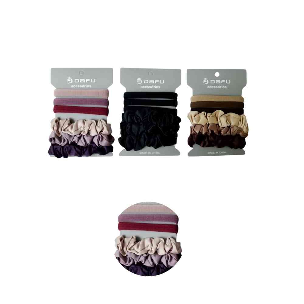 DF407-RB5705-03 KIT COM 6 ELÁSTICOS PARA CABELO PC/12 DAFU