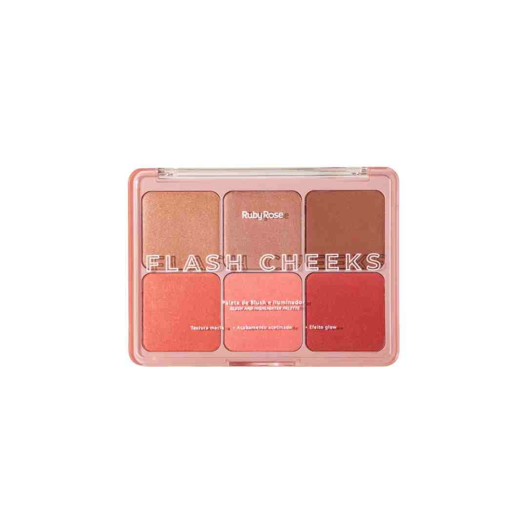 HB M1000 PALETA DE BLUSH E ILUMINADOR FLASH CHEEKS RUBY ROSE