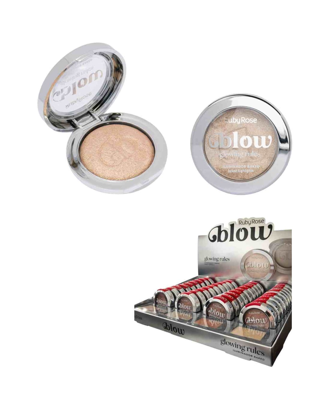 HB M704 ILUMINADOR BAKED GLOWING RULES BLOW RUBY ROSE CX/36