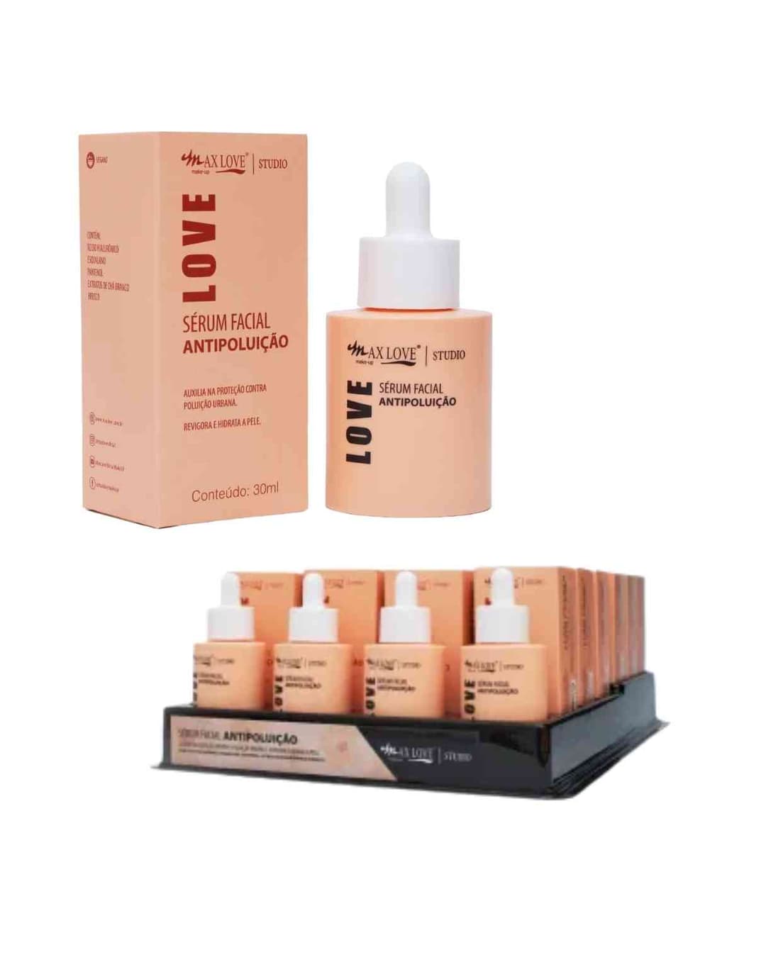 SERUM FACIAL ANTIPOLUICAO 30ML CX/24 MAX LOVE