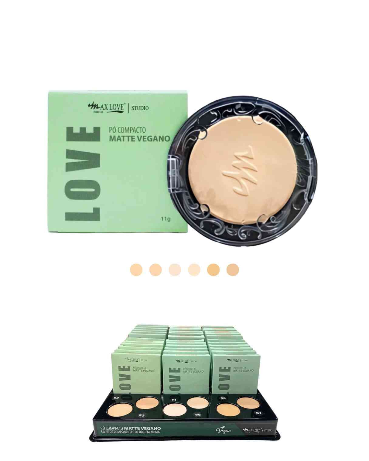 PO COMPACTO VEGANO TONS CLAROS 52 AO 57 CX/30 MAX LOVE