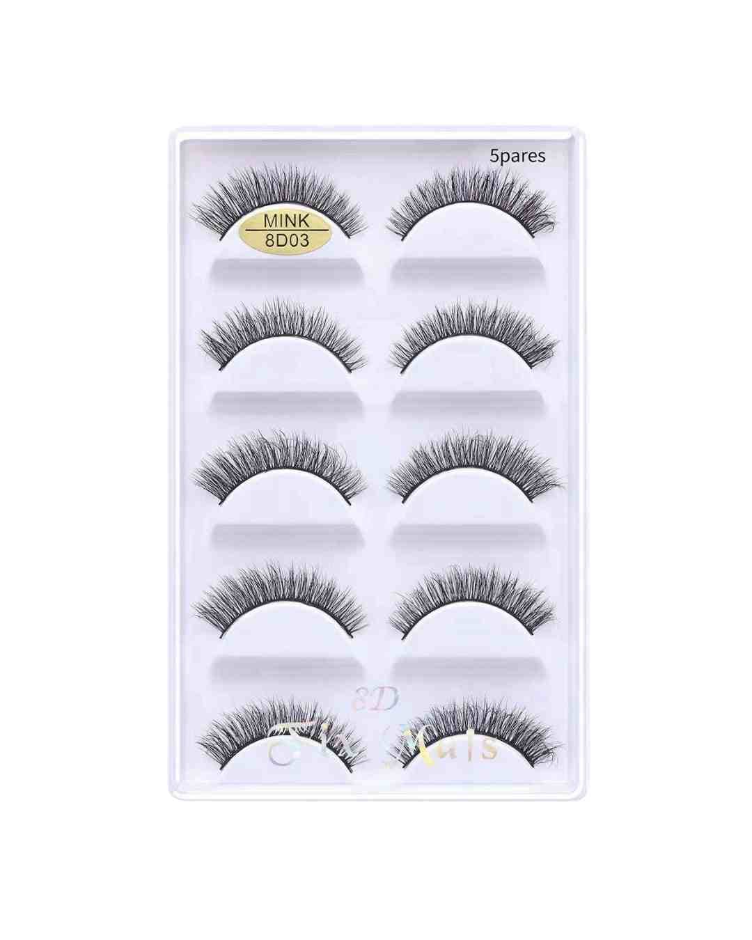 F015 CILIOS POSTICOS MINK 8DX03 5 PARES RUBY ANJO