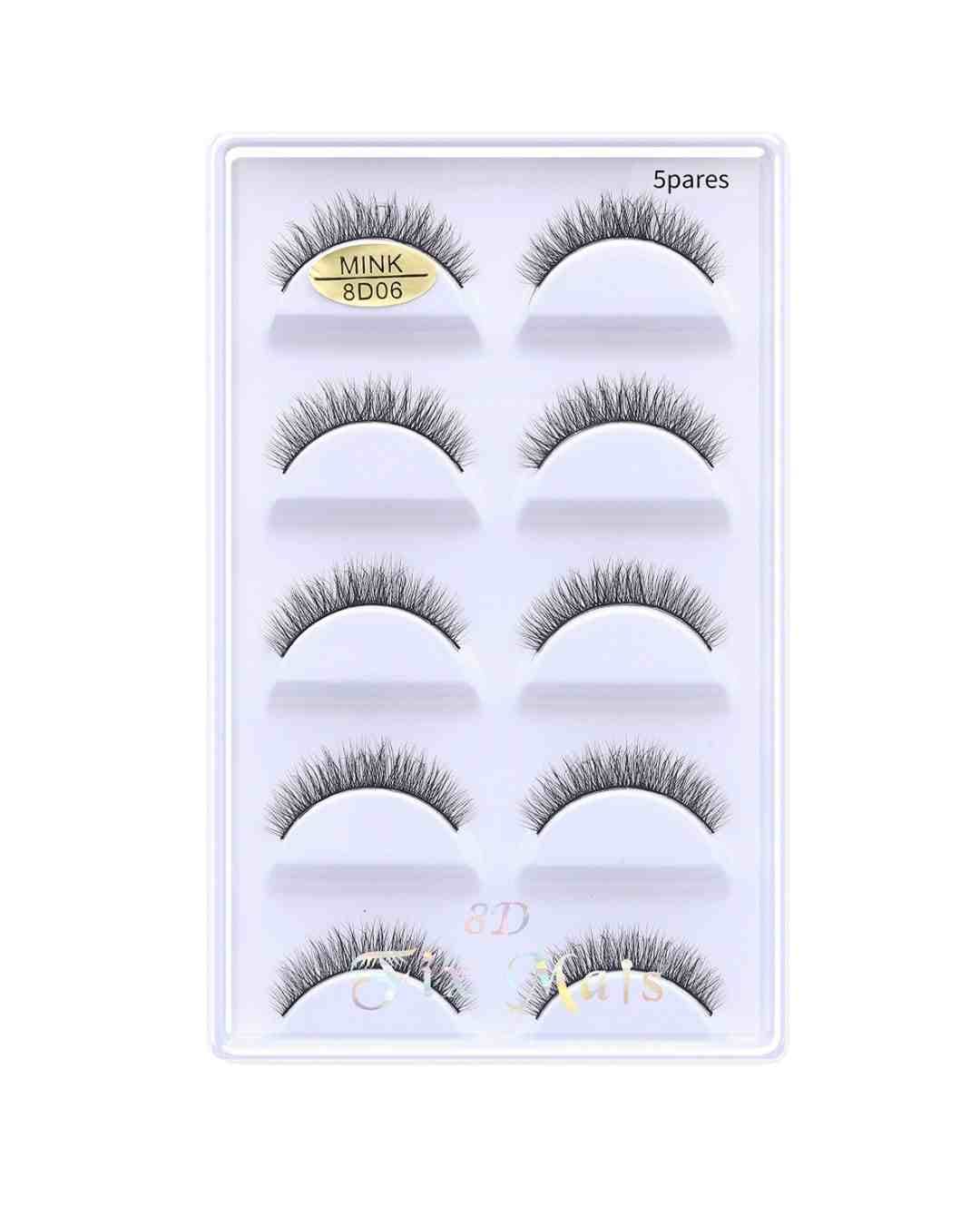 F015 CILIOS POSTICOS MINK 8DX06 5 PARES RUBY ANJO