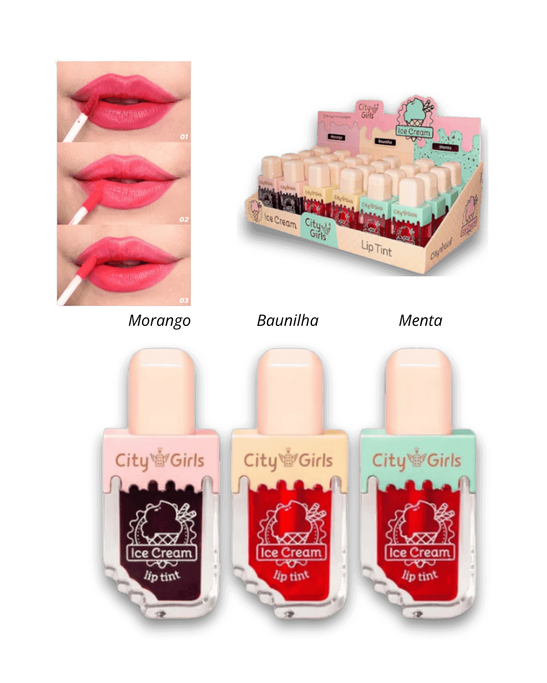 CG343 LIP TINT ICE CREAM CX/24 CITY GIRLS