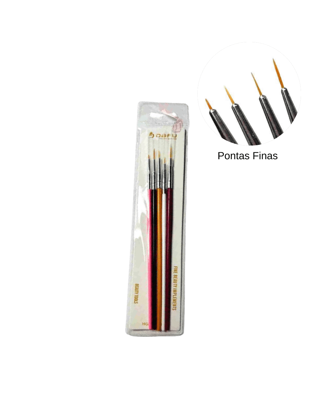 DF-UP094010 KIT PINCEL P/ DECORACAO DE UNHAS 5UN DAFU