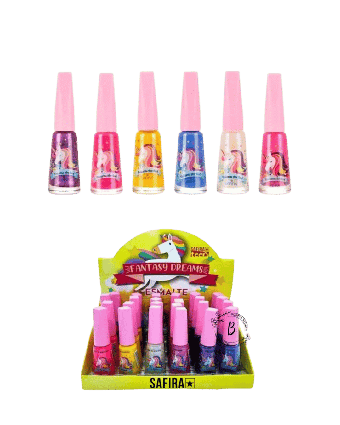 ESMALTE PARA UNHAS SAFIRA 6 CORES UNICORNIO CX/24