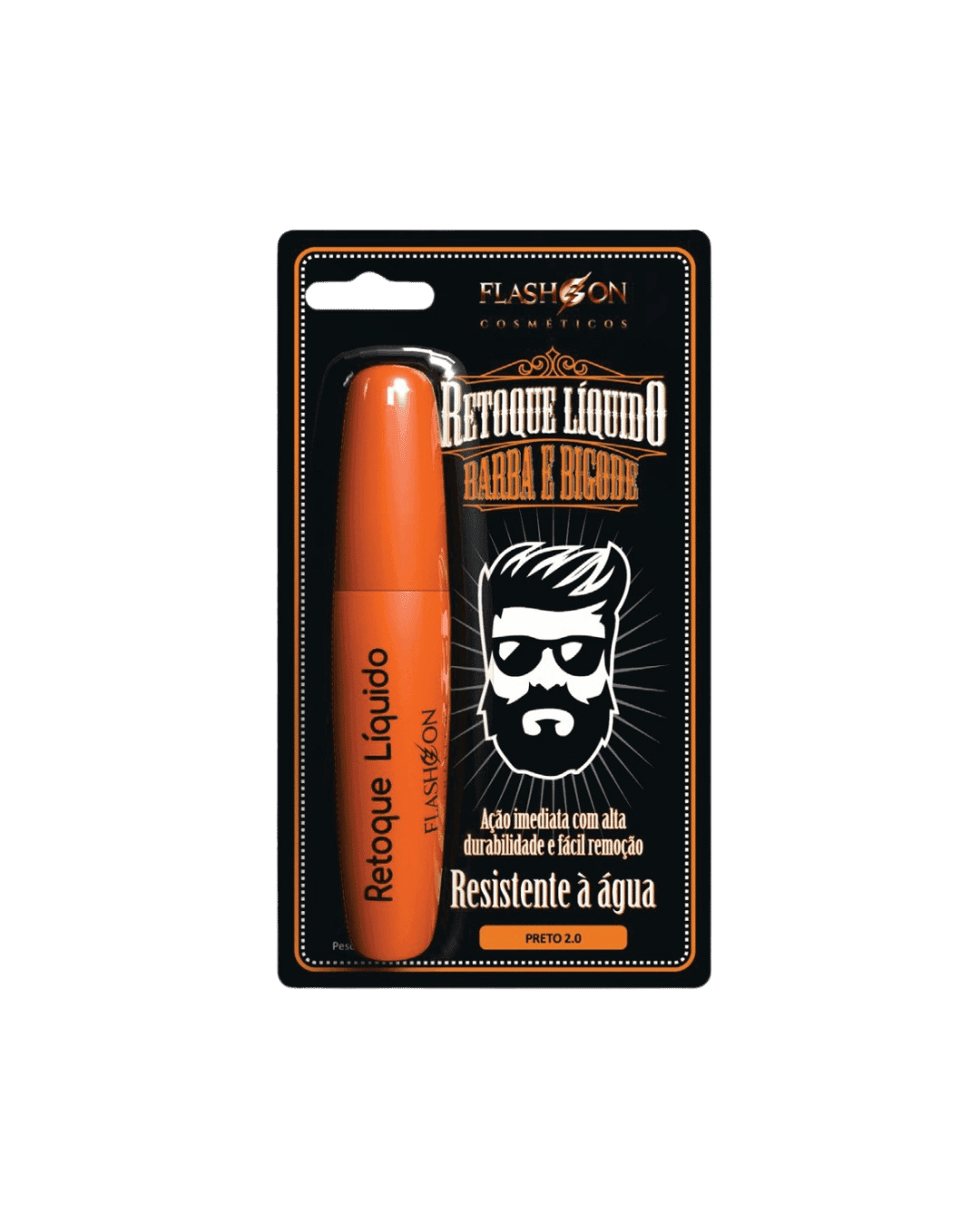 373 LIQUIDO RETOQUE BARBA E BIGODE FLASH ON PRETO 2.0