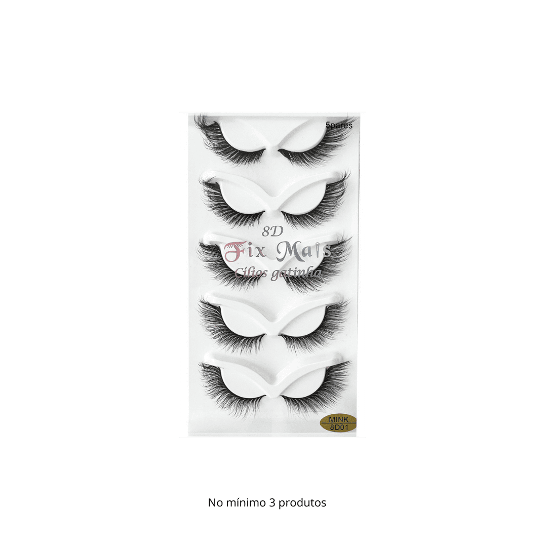 F004 CILIO POSTICO MINK 8DX01 5 PARES RUBY ANJO