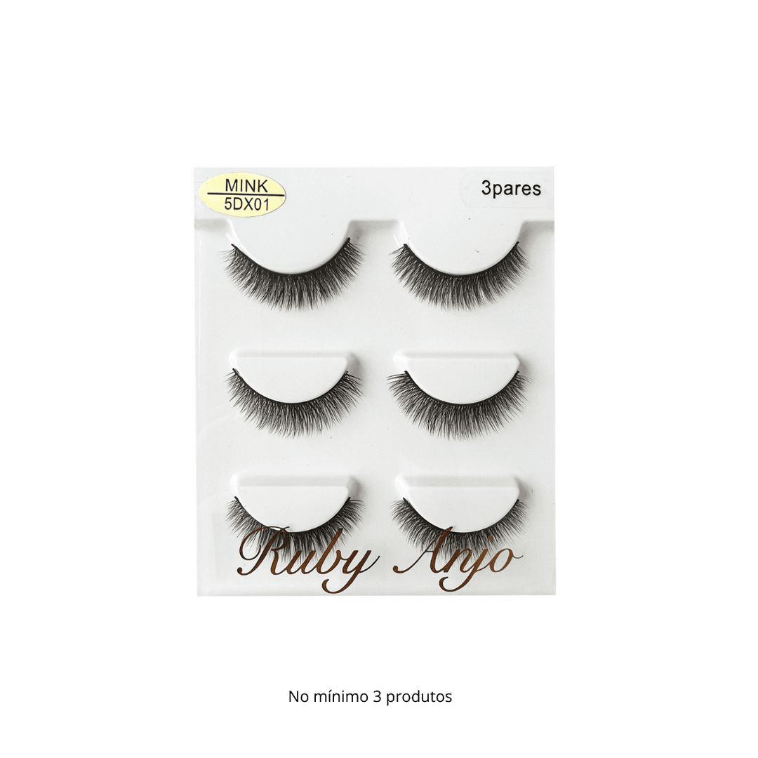 WL060 CILIO POSTICO MINK 5DX01 3 PARES RUBY ANJO