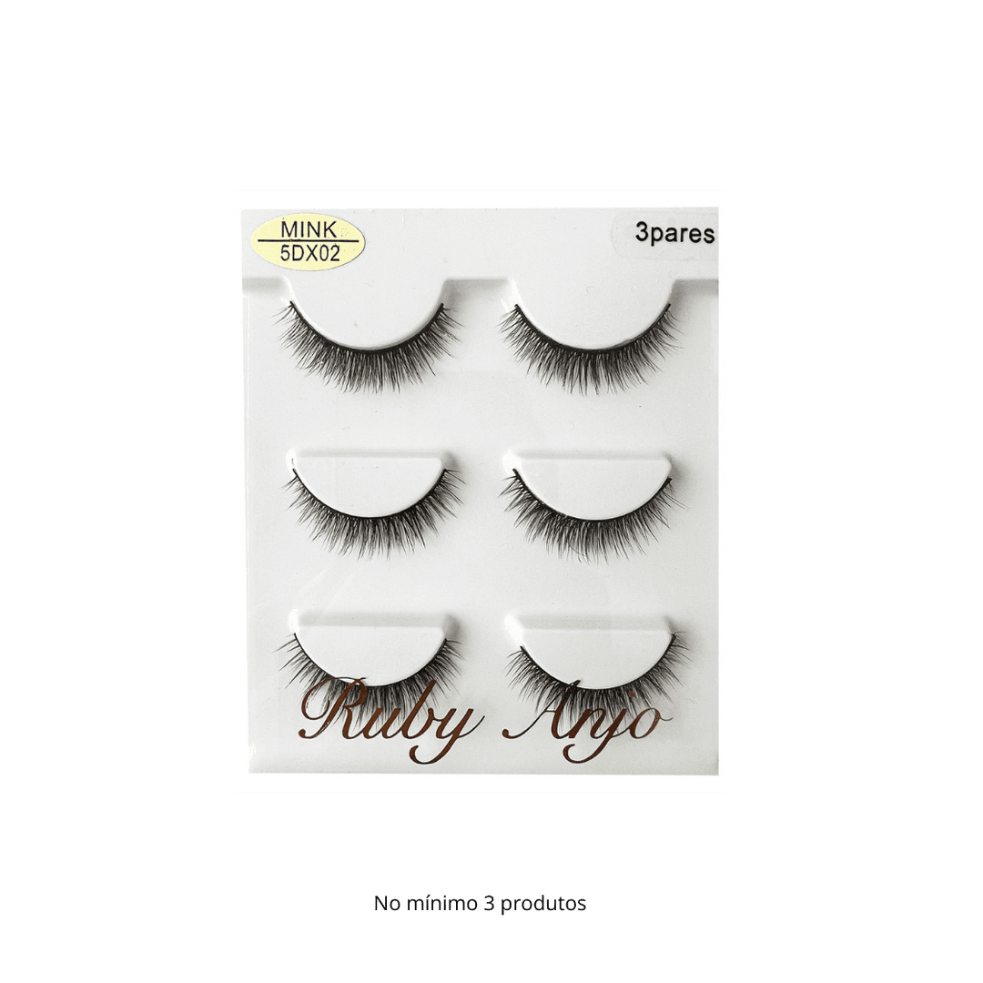 WL060 CILIO POSTICO MINK 5DX02 3 PARES RUBY ANJO