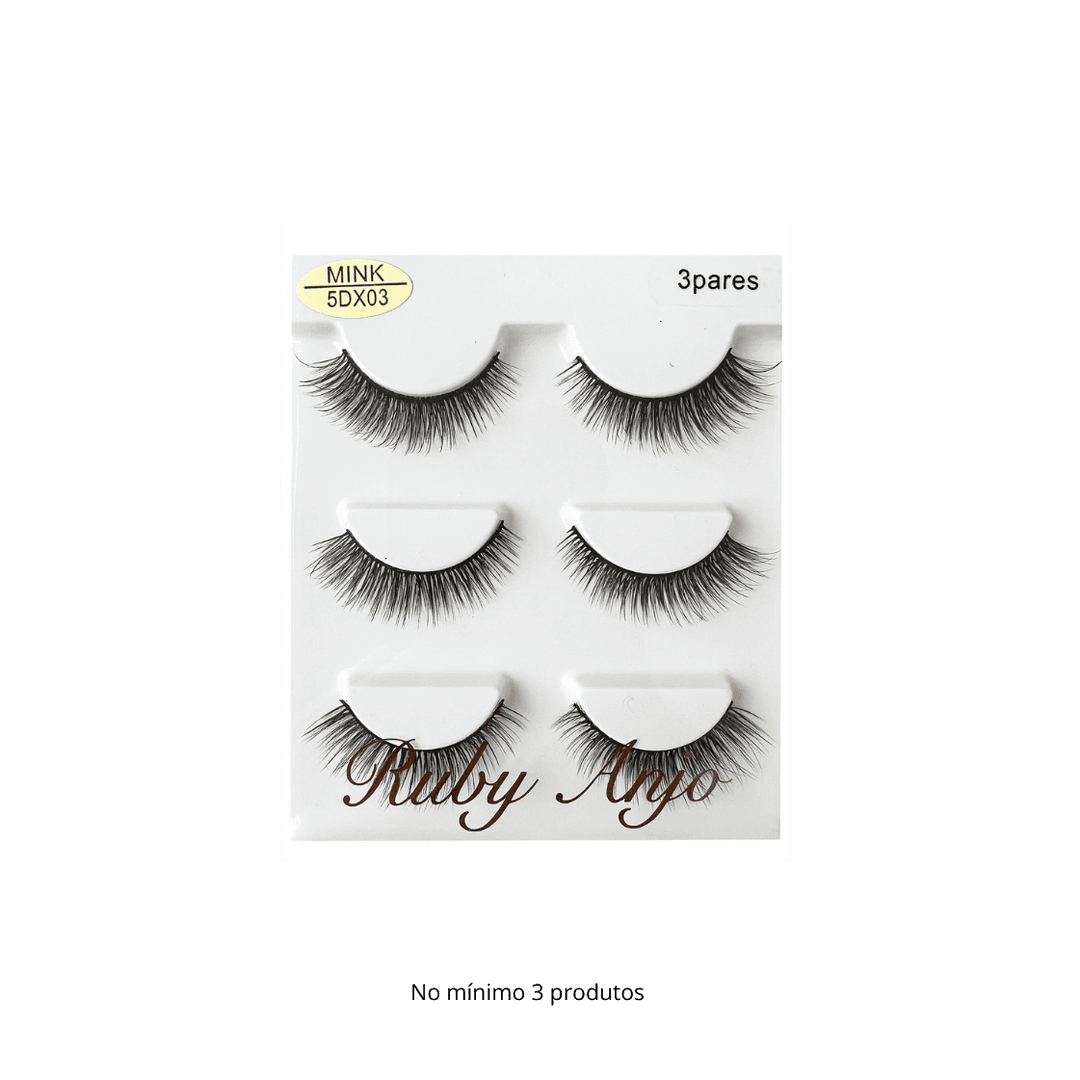 WL060 CILIO POSTICO MINK 5DX03 3 PARES RUBY ANJO