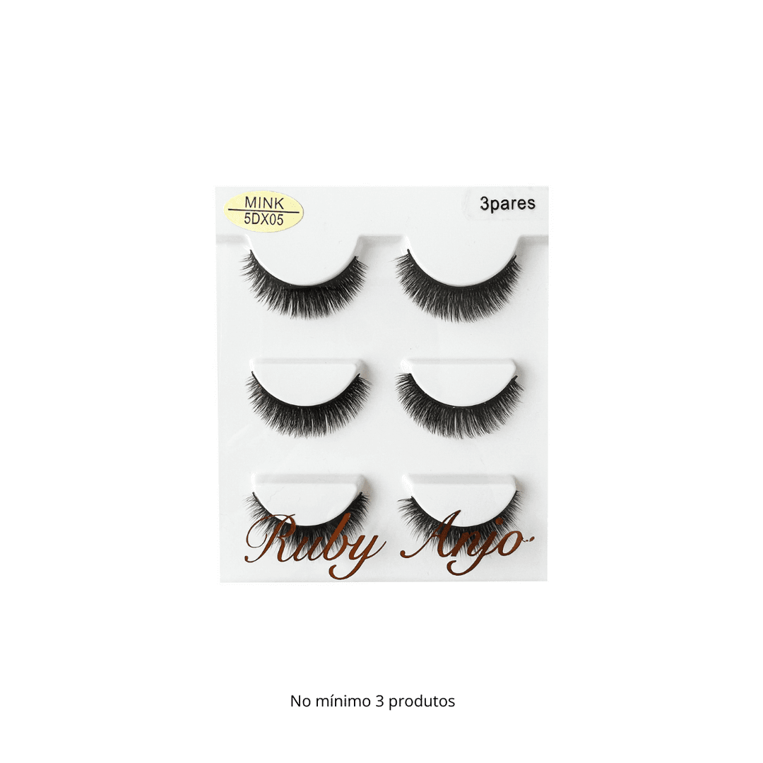 WL060 CILIO POSTICO MINK 5DX05 3 PARES RUBY ANJO