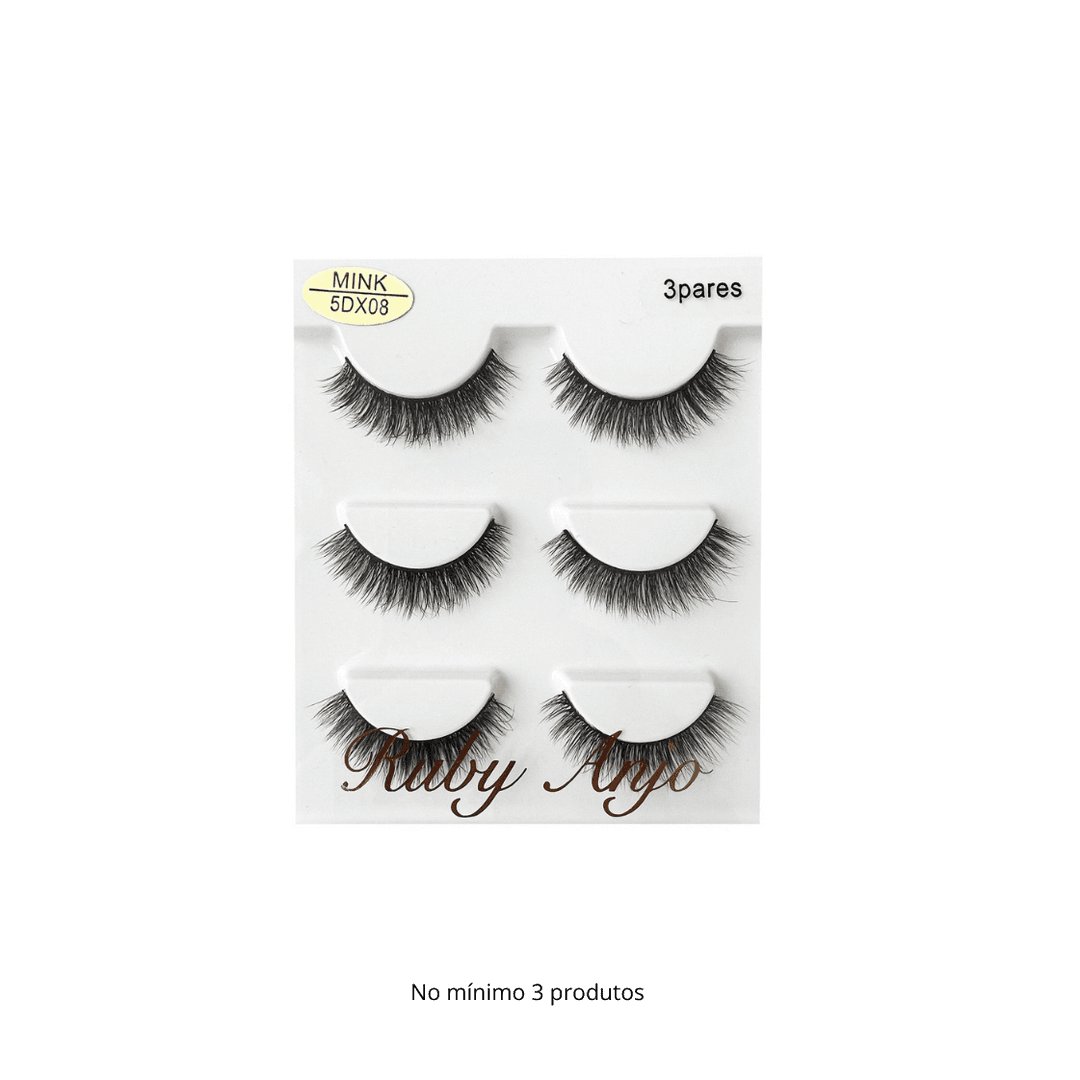 WL060 CILIO POSTICO MINK 5DX08 3 PARES RUBY ANJO
