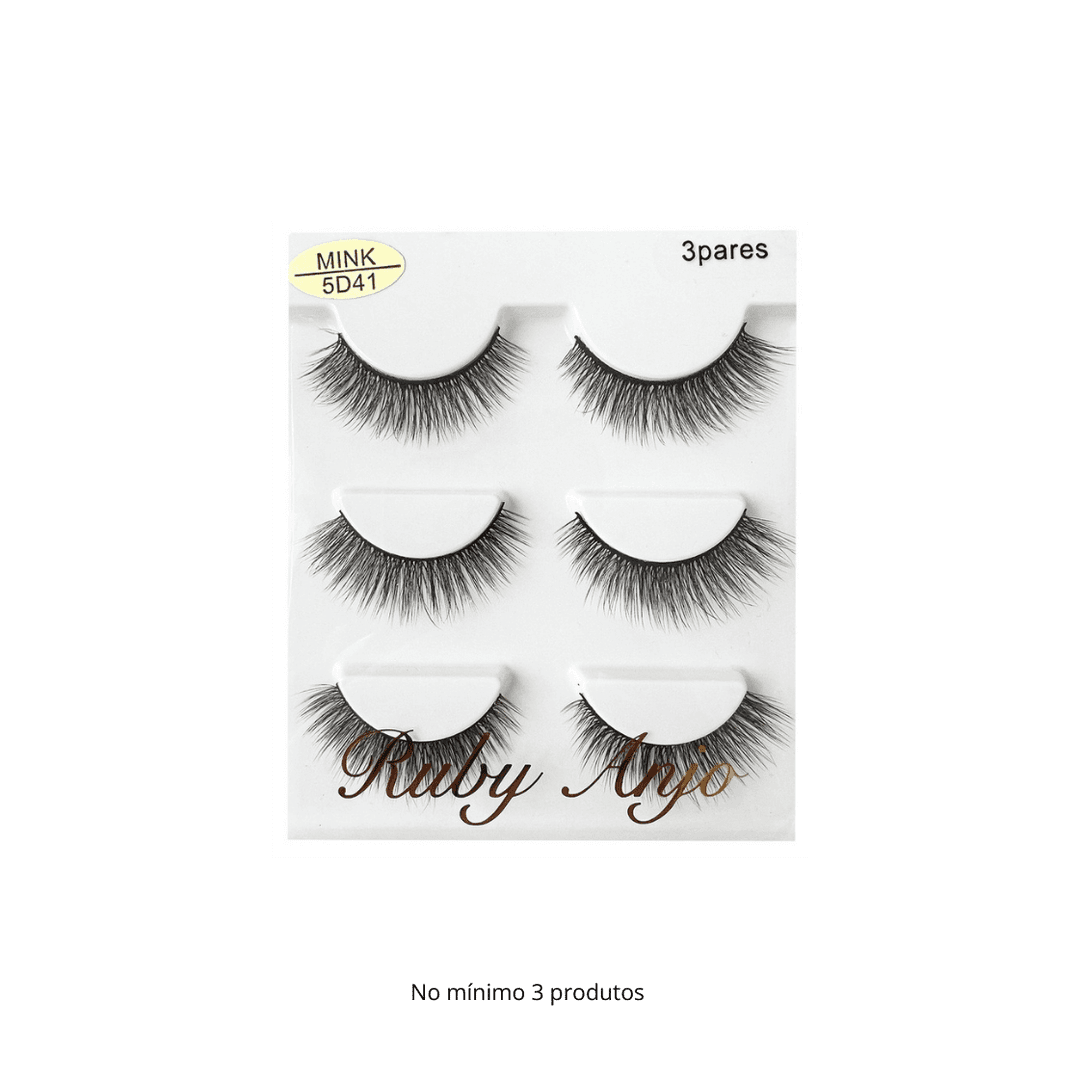 WL060 CILIO POSTICO MINK 5DX041 3 PARES RUBY ANJO