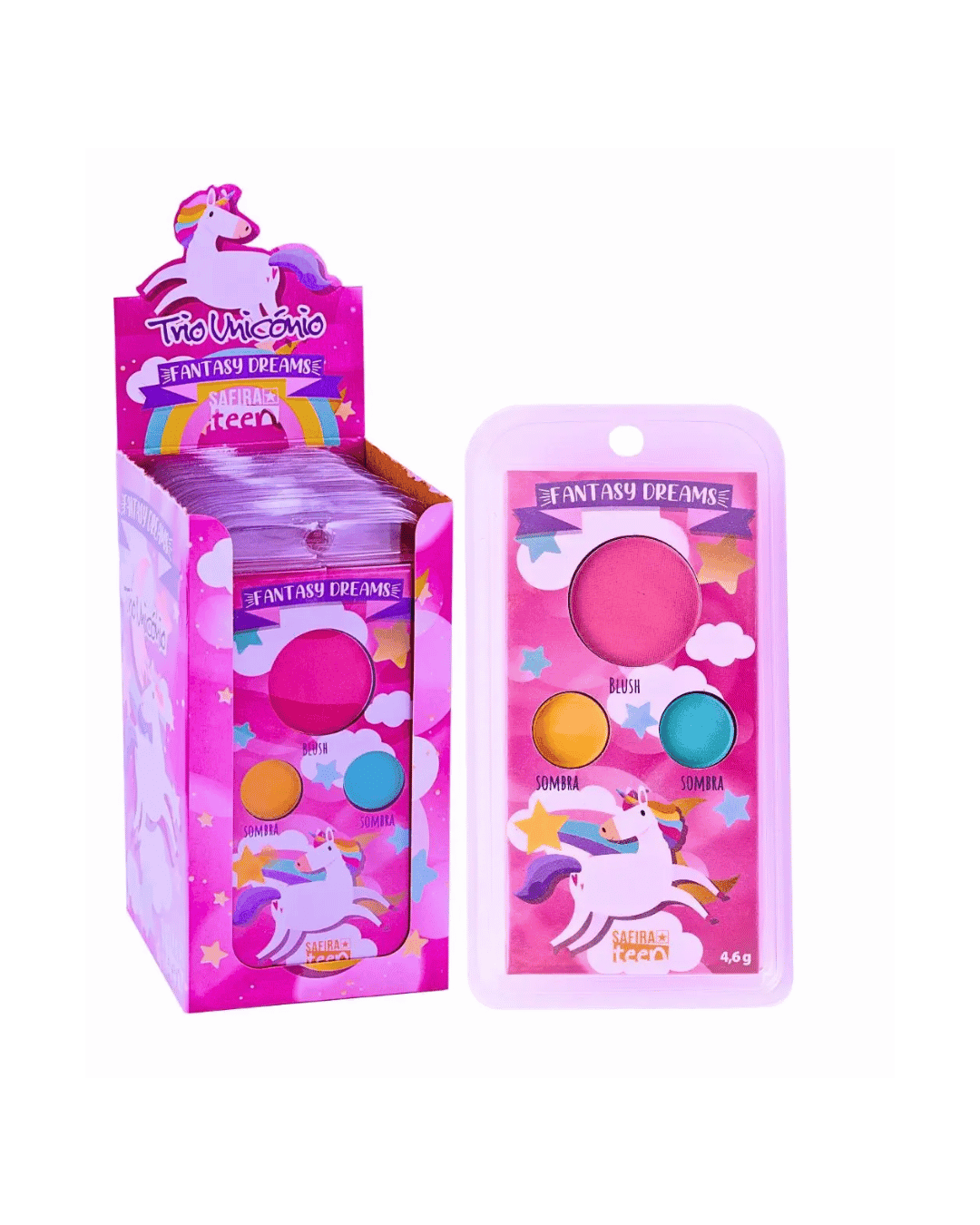 PALETA TRIO BLUSH E SOMBRA UNICORNIO CX/16 SAFIRA