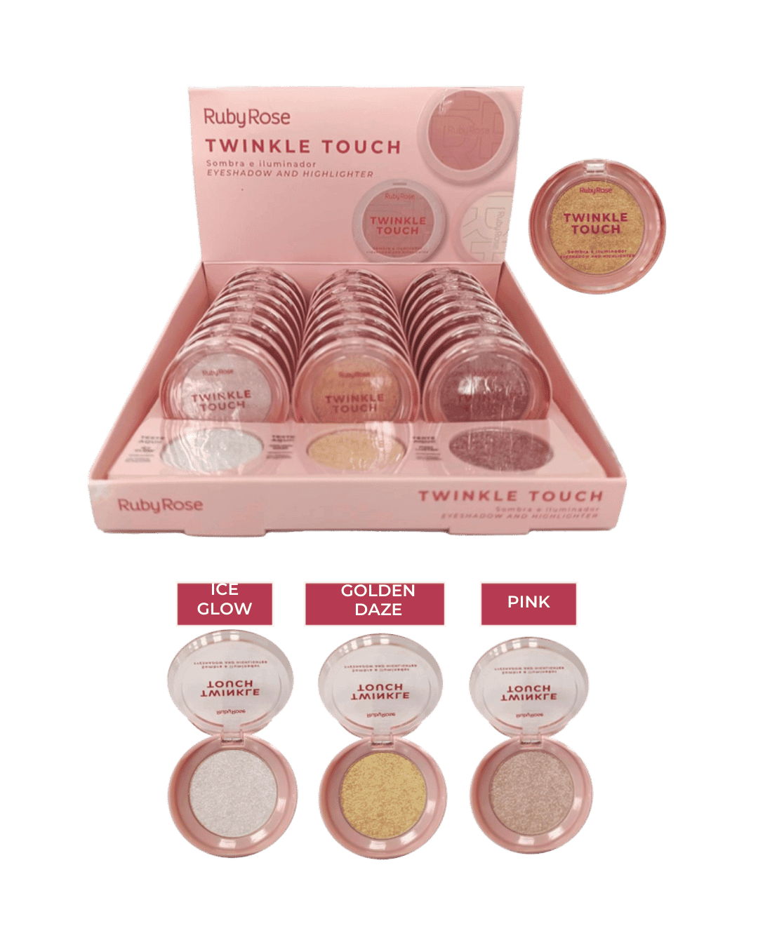 HB M1004 ILUMINADOR TWINKLKE TOUCH L ROSA RUBY ROSE CX/24