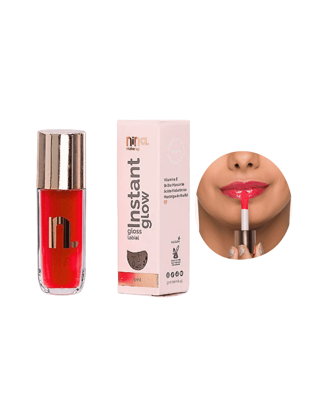GLOSS LABIAL INSTANT GLOW RUBI NINA MAKEUP