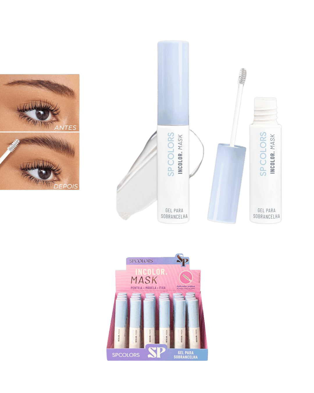 SP283 GEL PARA SOBRANCELHA INCOLOR MASK CX/24 SP COLORS