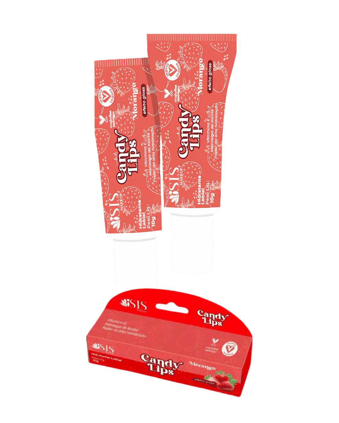 IS1001 CANDY LIPS EFEITO GLOSS MORANGO ISIS MAKEUP 