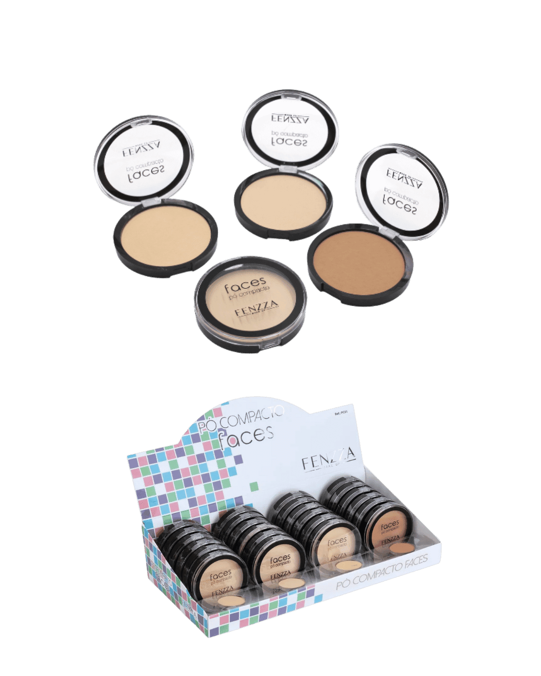 PC01 PO COMPACTO FACE 12G CX/24 FENZZA MAKE UP