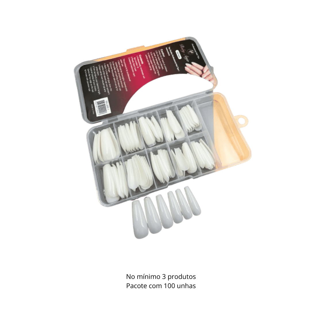 RA299-1 UNHAS POSTICAS BAILARINA BRANCA 100UN RUBY ANJO