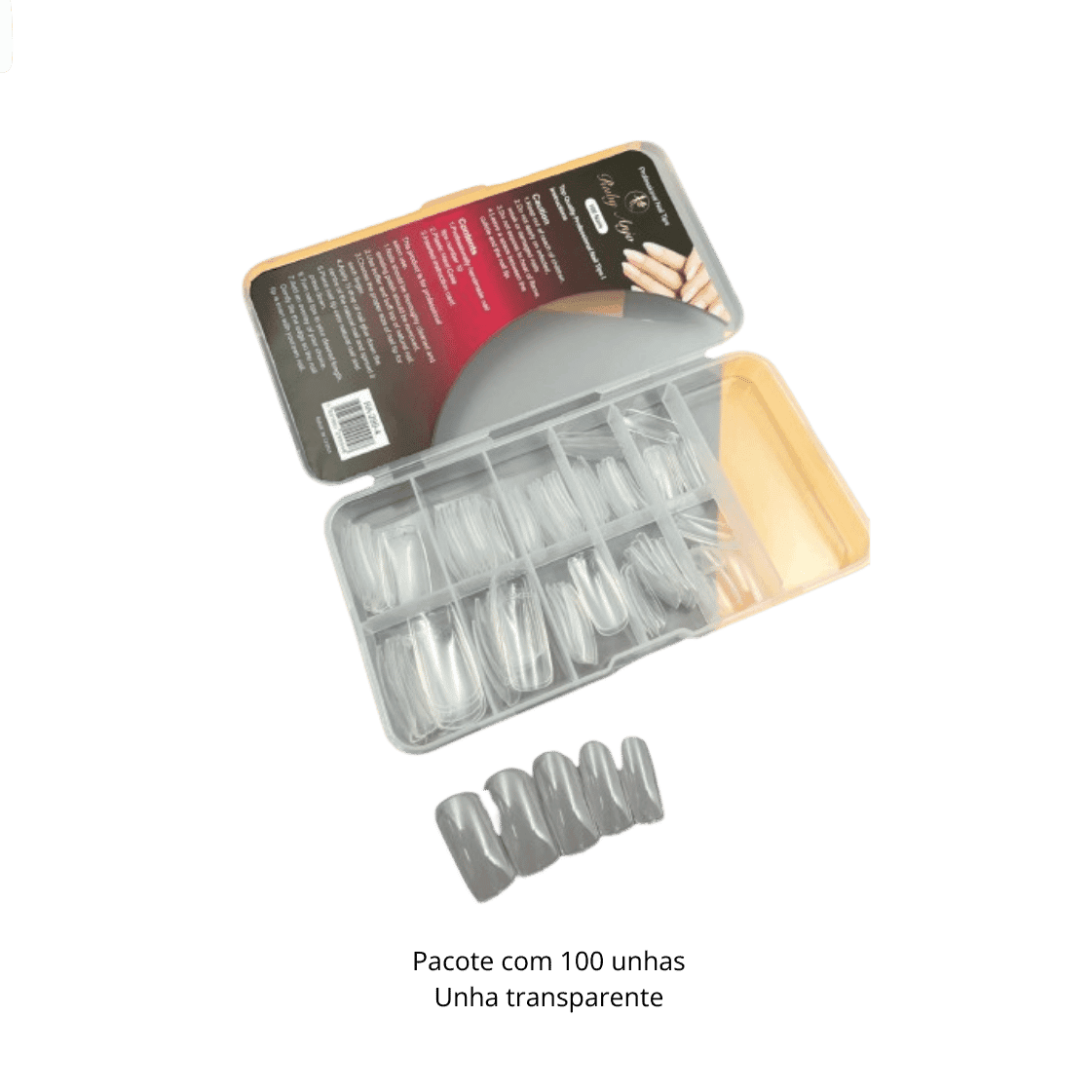 RA299-4 UNHAS POSTICAS QUADRADA TRANSP. 100UN RUBY ANJO